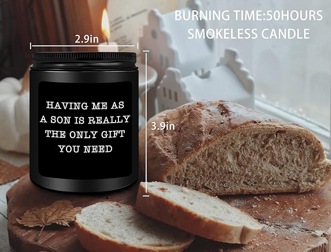 Funny Mom Dad Gifts, Fathers Mothers Day Birthday Gift from Son, Christmas, Thanksgiving Gifts for Mom Dad from Son - Lavender Scented Candles