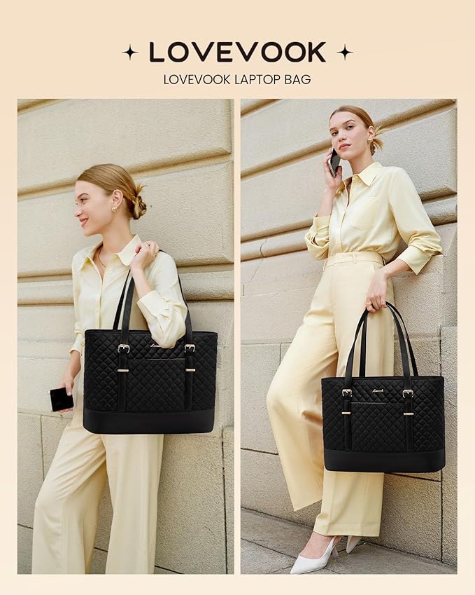 LOVEVOOK Laptop Bag for Women, 15.6 Inch Work Tote Computer Bag With Large Cup Holder, Lightweight Large Laptop Briefcase for Travel, Bussiness, Teacher