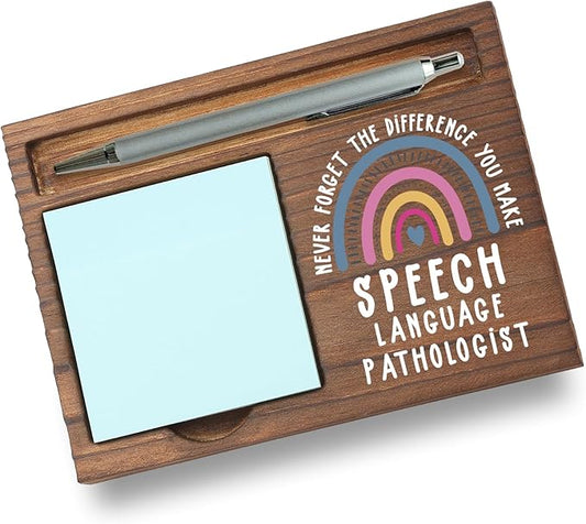 Speech Language Pathologist Appreciation Note Pad Holder Desk Organizer, Thank You Gift for SLPs and Communication Professionals, Back to School, Education Week, Birthday or Christmas Gift PB003