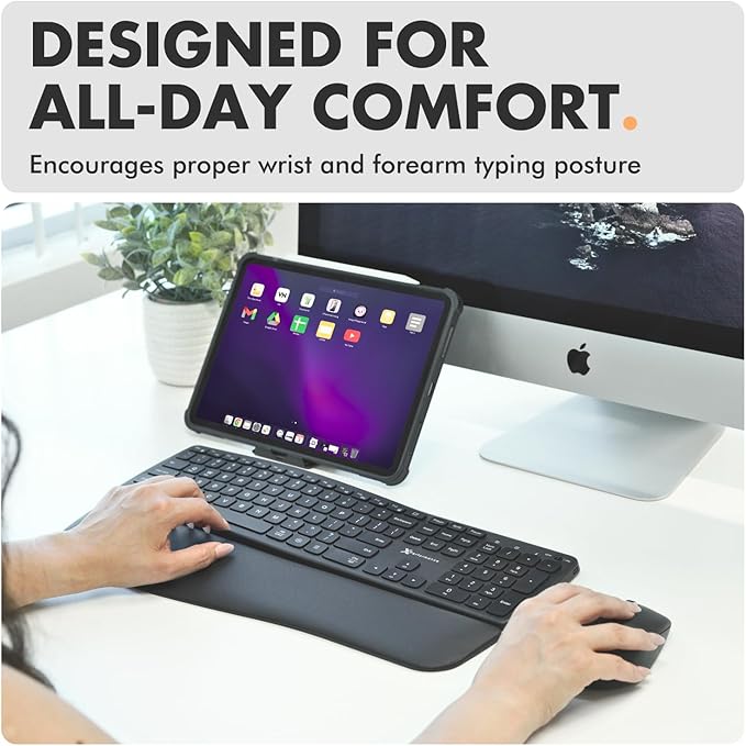 X9 Backlit Wireless Keyboard and Mouse (Bluetooth + 2.4G) Ergonomic Keyboard and Mouse Wireless Combo with Wrist Rest, Rechargeable, Light Up, Full-Size Set for Phone, Computer, Laptop, Windows, Mac