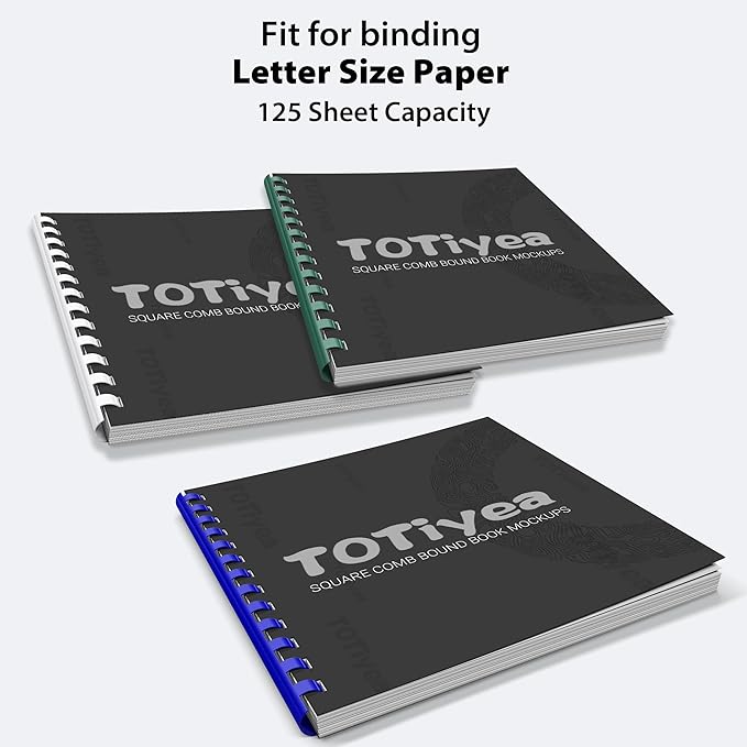 TOTiyea 60 Pack 19 Ring Plastic Binding Combs, Comb Binding Spines, 5/8 Inch (16mm) Diameter, 125 Sheet Capacity, Letter Size, Assorted Colors (Clear, White, Red, Yellow, Blue, and Green)