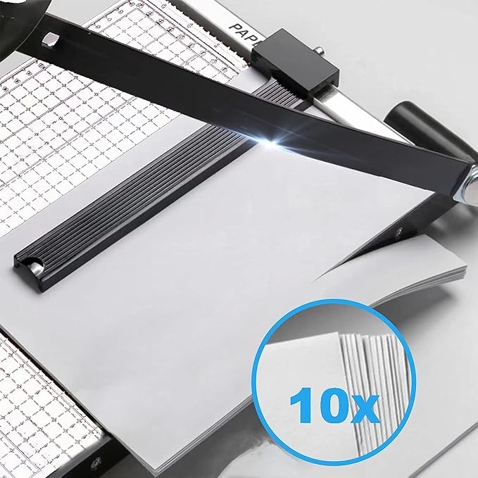 Paper Cutter for Cardstock Heavy Duty 12 inch, 12" Cut Length Guillotine Paper Trimmer for Cardstock Metal Base, 12 Sheets Capacity, for Home Office Classroom School