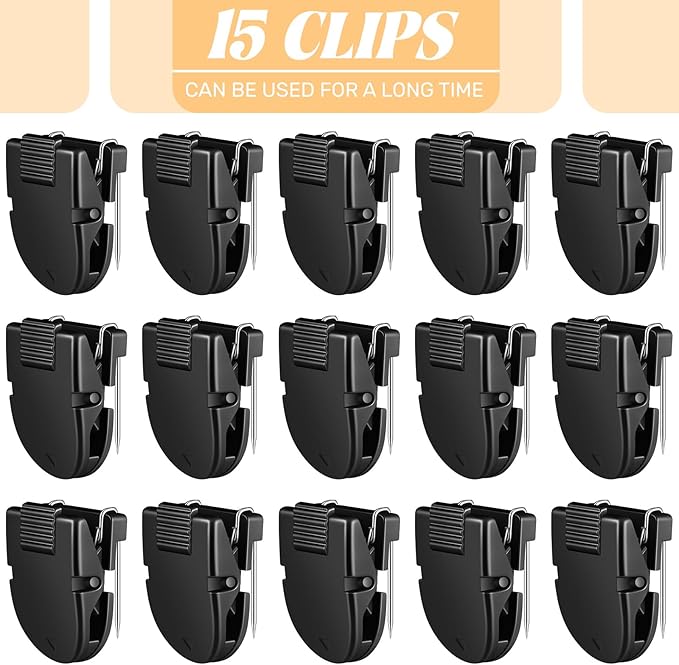 15 Pcs Cubicle Clips Fabric Panel Cubicle Accessories Fabric Partition Panel Wall Clip Office Photos Wall for Notes Memos Standard Size, 40-Sheet Capacity (Black)