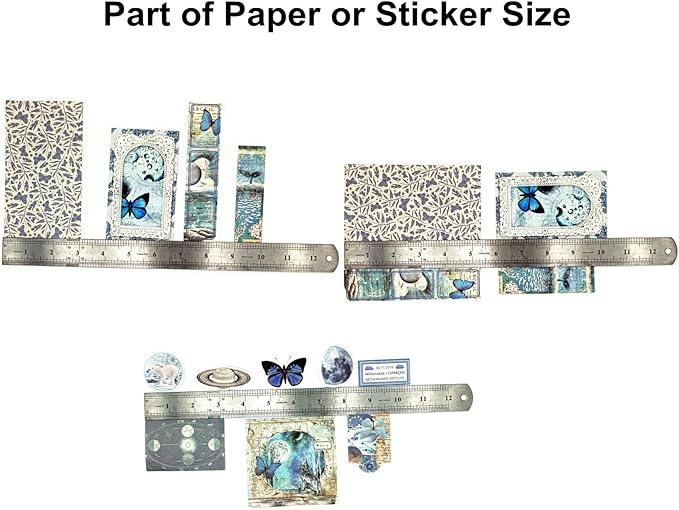 200PCS Vintage Scrapbooking Supplies Pack, Aesthetic Scrapbook Sticker Paper Art Journaling Kit for Bullet Junk Journals,Planner,Cottagecore Decor Gifts (Blue Series)