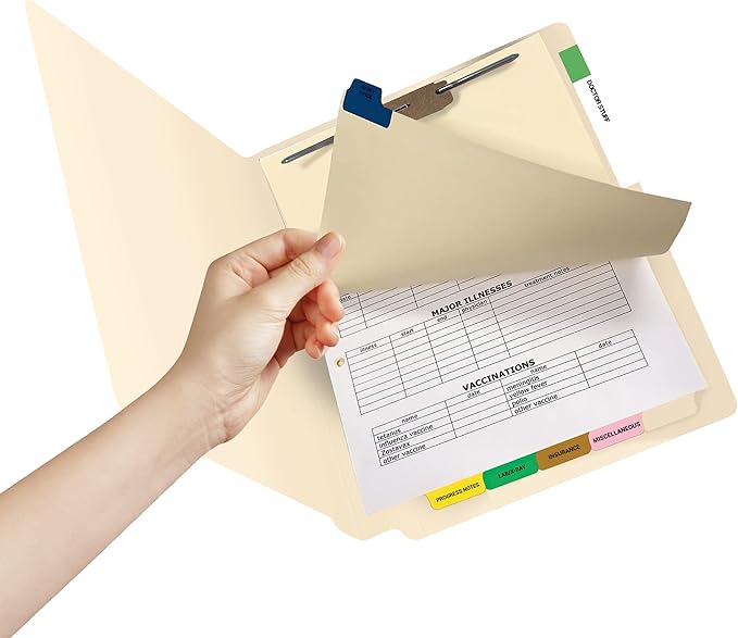 Doctor Stuff - Stock Medical Chart Dividers, 130 Sets of 6 Popular Healthcare Index Tabs, Bottom Tab, 8-1/2" x 11-3/8", File Folder Organizer for Nursing Patient Charts & Medical Records