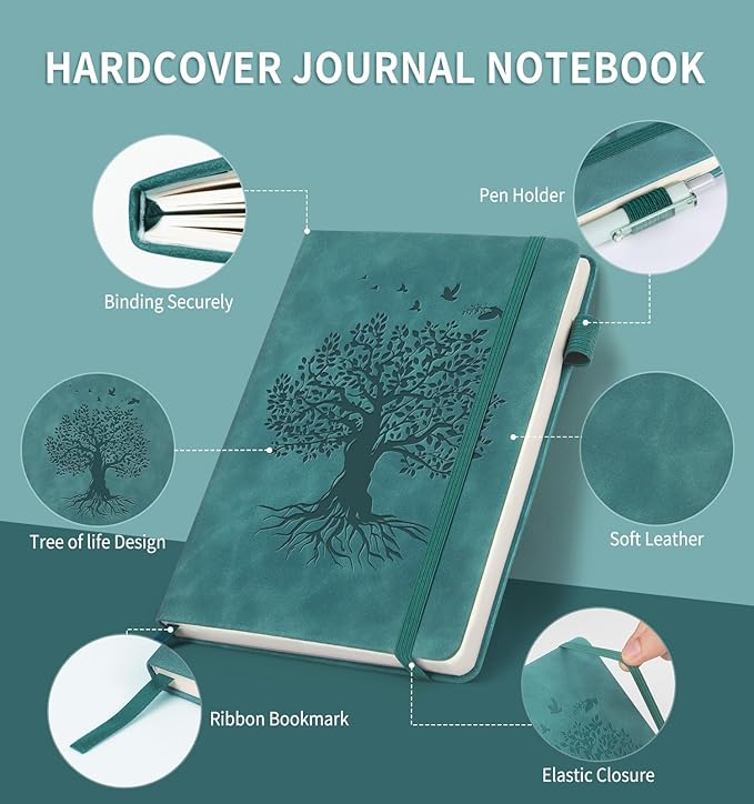 Lined Journal Notebook for Women Men, A4 Hardcover Leather Journals for Writing, 200 Pages Thick Paper, Daily Journal Notebook for Work, School, Note Taking, Business, Travel, College Ruled