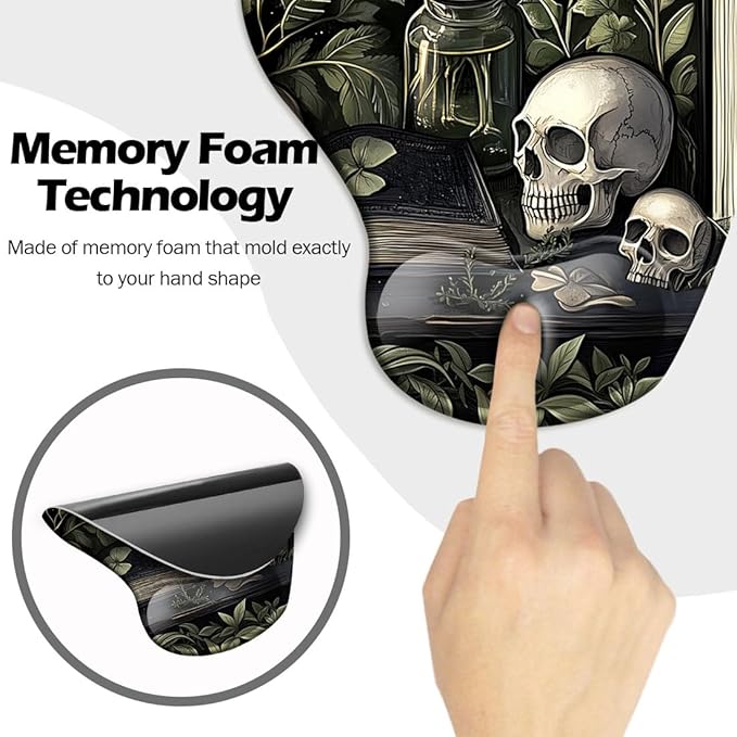 Ergonomic Mouse Pad with Wrist Support,Mouse Pad with Wrist Rest and Coaster Set,Office Supplies Non-Slip Mouse Pads for Desk, Non-Slip Comfortable,Goth