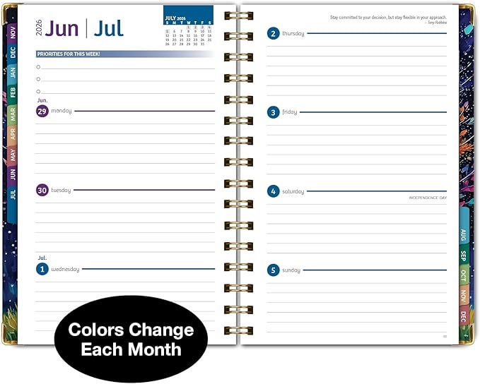 HARDCOVER 2026 Planner, 5.5"x8": 14 Months (November 2025 - December 2026), Daily Weekly Monthly Planner, Yearly Agenda, Bookmark, Pocket Folder and Sticky Note Set (Black Tree Seasons)