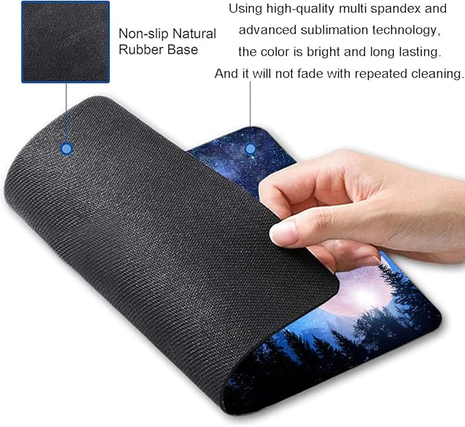 Mouse Pad, Forest Moon Mouse Pad, Washable Square Cloth Mousepad for Gaming Office Laptop, Non-Slip Rubber Cute Computer Mouse Pads for Wireless Mouse, Cute Mouse Pads for Desk
