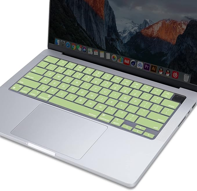 MOSISO Keyboard Cover Skin Compatible with MacBook Air 15 inch M3 A3114 M2 A2941/Air 13.6 A3113 A2681/Pro 14/16 M4 M3 M2 M1, Avocado Green