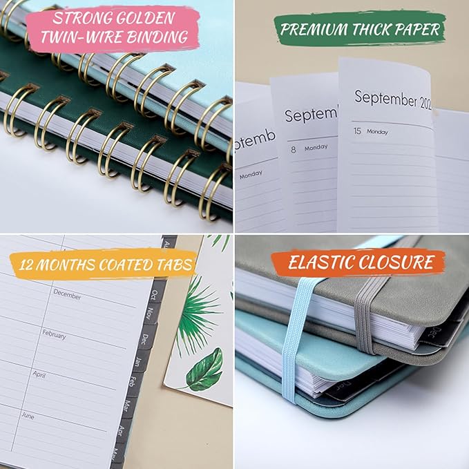 Academic Planner 2025-2026, Weekly and Monthly Calendar Planner, July 2025 - June 2026, 6.4" x 8.5", Faux Leather Cover Yearly Teacher Student Planning Agenda Book with Tabs, Pocket, Notes(Brown)