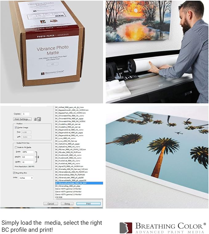 Vibrance Matte Photo Printer Paper 12 mil 230 gsm Matte Finish Premium Photo Paper Roll on 3in Core 12 inches x 100 ft Works with Most Inkjet Printer Professional Makes and Models Like Epson Canon HP