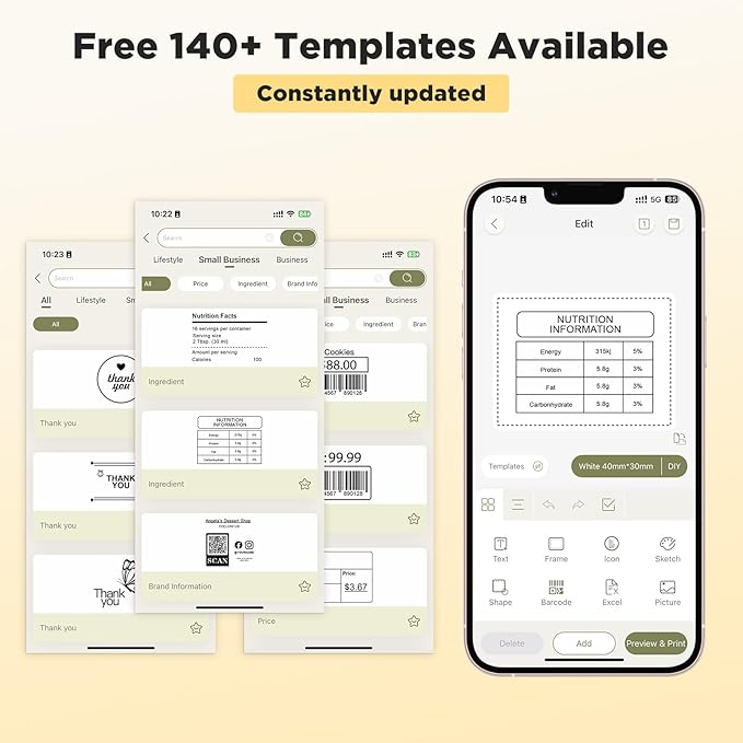 SUPVAN T50M Pro Bluetooth Label Maker Machine with 4 Tapes, Wide Waterproof Label, Versatile App with 40 Fonts and 650+ Icons, Inkless Labeler for Home, Kitchen, School, Office Organization, Black