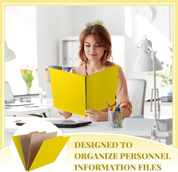 Skyygemm 36 Pcs Classification Folders Letter Size, 2 Pocket Dividers Pressboard File Folder with Fasteners, Expanding File Organizer Bulk for Teachers, Clergy, Office, Church, Christmas (Yellow)