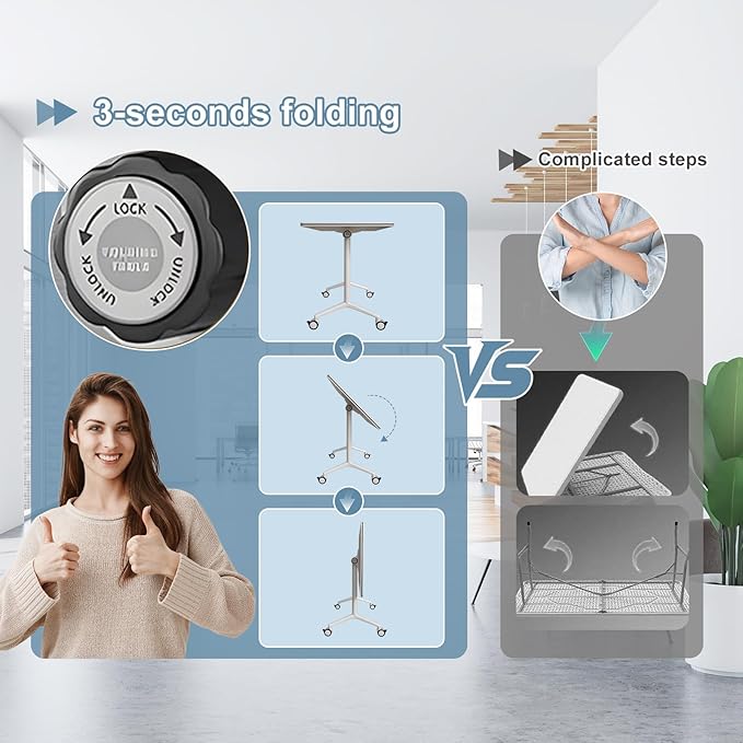 6Pack Folding Conference Room Table, Modern Conference Tables with Silent Wheels, Large Rectangular Mobile Training Tables for Office Classroom, Foldable Modular Seminar Table White (L47.2in)