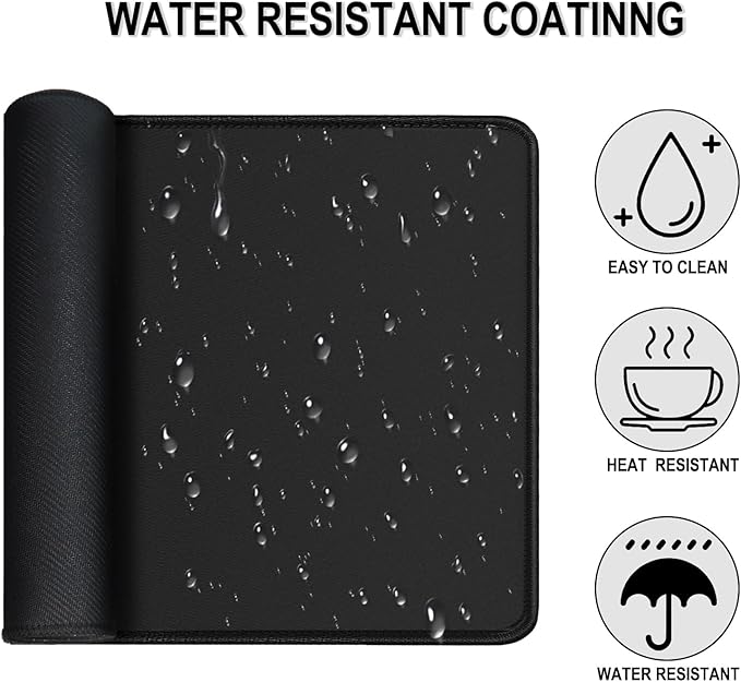 Large Extended Gaming Mouse Pad, 31.5" x15.7" Large Desk Mat with Superior Micro-Weave Cloth, Water Resist Keyboard Mousepad with Non-Slip Base, Laptop Desk Pad for Office Home Gaming, Black