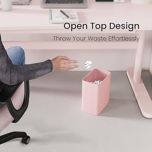 Cesun Pink Bathroom Trash Can 2.1 Gallon Wastebasket, Small Modern Metal Garbage Can Office Waste Basket, Stainless Steel Trash Bin for Bedroom, Home Office, Toilet, rv, Near Desk, Under Sink