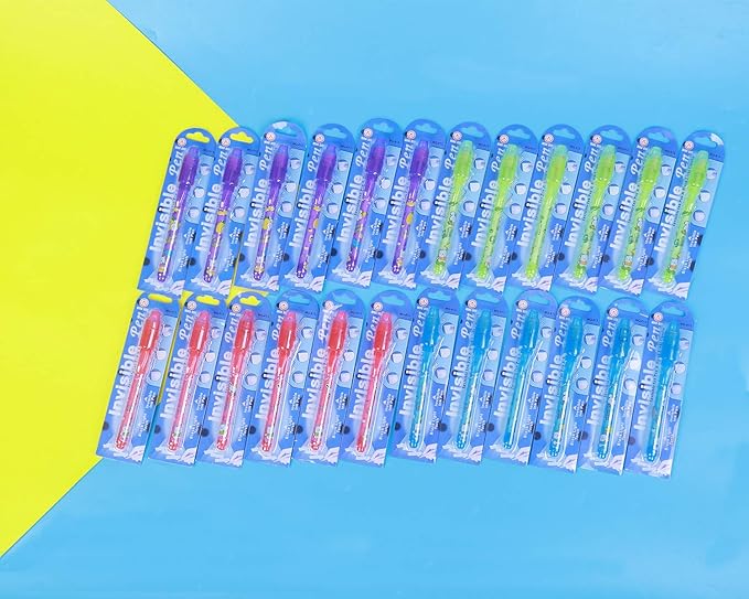 Invisible Ink Pen, Spy Pen Secret Message Writer with uv Light Magic Marker for Drawing Fun Activity Kids Party Favors Ideas Gifts and Stock Stuffer (24pcs)