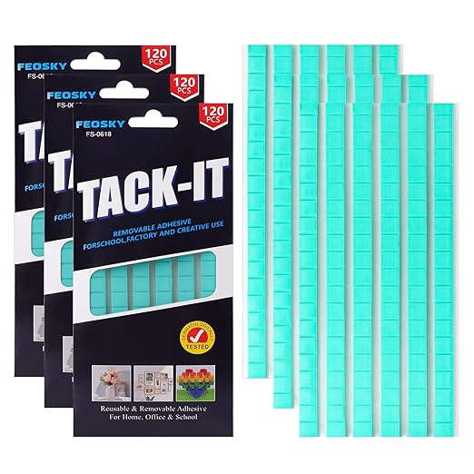 Feosky Adhesive Poster Sticky Tack Putty, Reusable and Removable Adhesive Putty, Mounting Putty for displaying Wall Paintings, Picture, Decoration, Crafts (Green, Pack of 3)