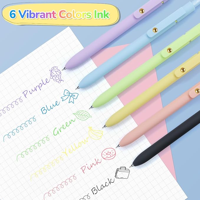 6 Pcs Colored Pens Colorful Pens 0.5mm Colored Ink Gel Pen Fine Point Smooth Writing Pen for Journaling and Note Taking Office School Supplies Gifts for Teacher Nurse (6 Pcs Vibrant Gold)