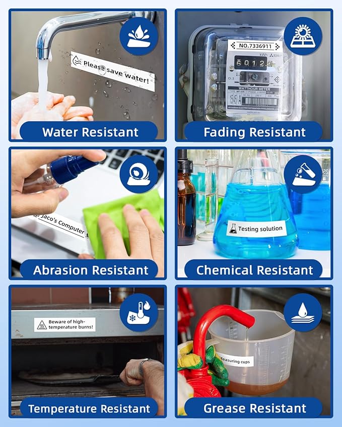 Label KINGDOM TZe-241 18mm Label Maker Tape Compatible with Brother PTouch, TZ Tape 18mm 0.7" Laminated White for Label Maker PT-D410 D400 PT-D600 PT-D610BT, 5 Pack