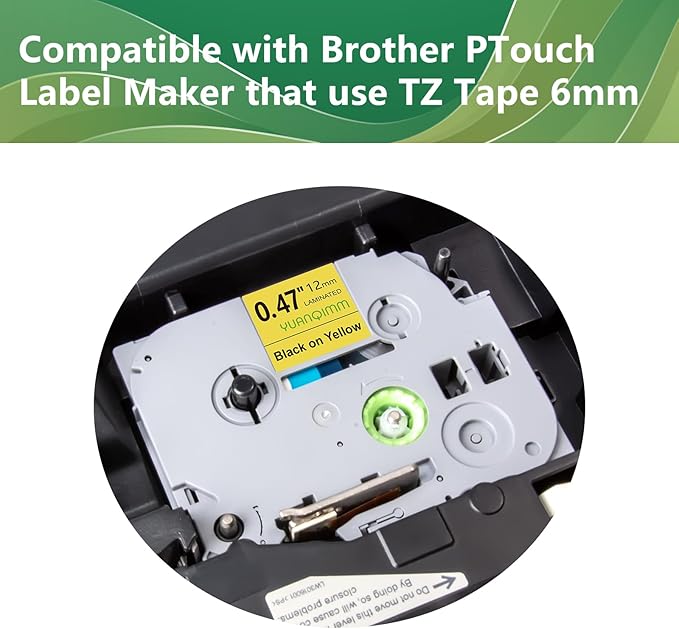Tape TZe-631 Yellow TZ TZe Compatible with Brother P Touch Label Maker Tape TZe631 TZ631 12mm 0.47'' Laminated Black on Yellow Label Tape for PT D200 D210 D220 D400 PTH110 Cube, 3-Pack