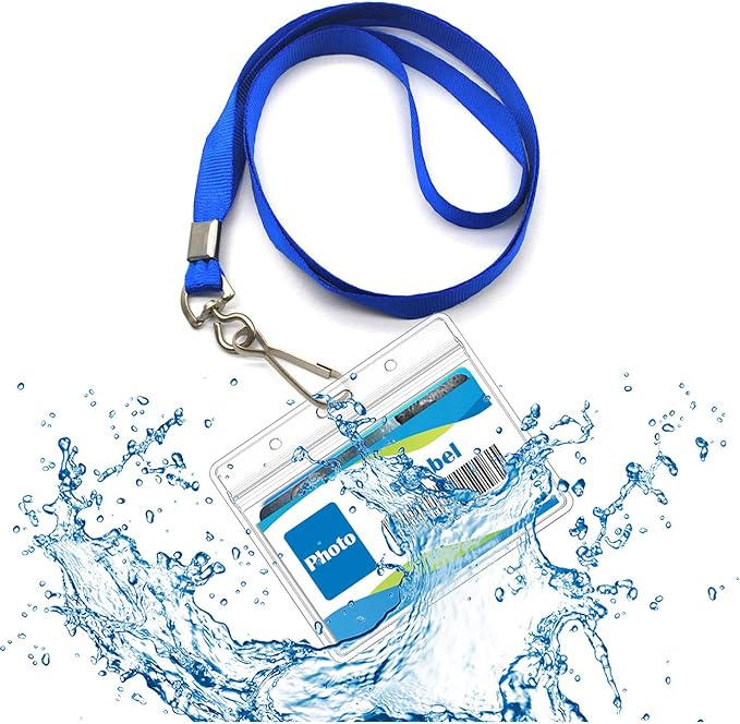 Beebel ID Badge Holder Lanyards with Waterproof Badge Card Bulk Lanyard for Name Tags Holders(Blue)