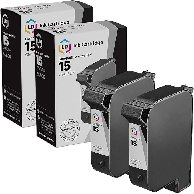 LD Products Remanufactured Ink Cartridge Replacement for HP 15 C6615DN (Black, 2-Pack) Compatible w HP Copier 310 HP Printers 810 812 812C 840 841C 842C 843 845 845C 920 920C 940 940C 940Cvr and More