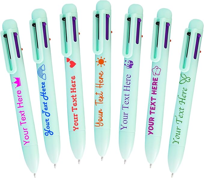 Personalized Multicolor Ballpoint Pen Bulk Custom 6-In-1 Pens with Name Logo Customized Color Pen Boys Girls Teacher Business Gift Green_700PC