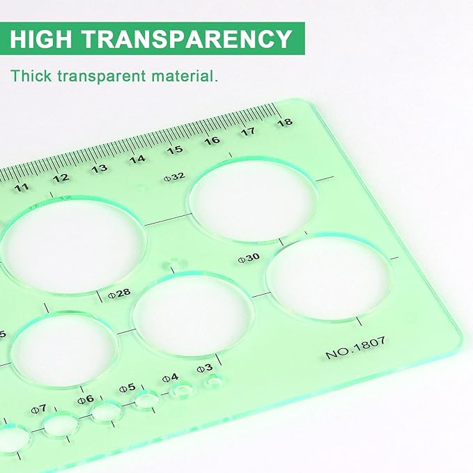 Tamaki Circle Template Measuring Geometry Ruler Geometric Drawings Stencils Rulers Scale Drafting Digital Drawing Set for Office and School Building Formwork Drawings Templates, 2 Pack