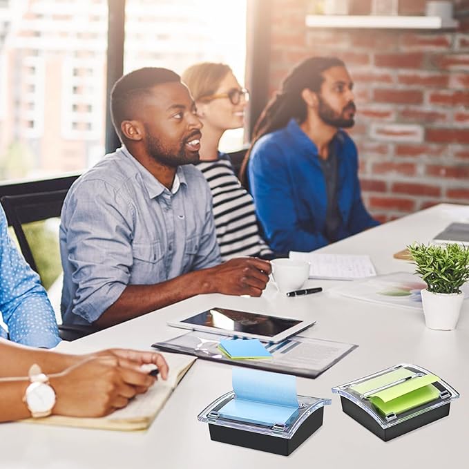 2 Pack Post it Note Dispenser with 4 Pad Pop up Sticky Notes,3x3 Inches Sticky Note Holder for Office Home Classroom Desk Supplies,100 Sheet/pad(4 Colors)