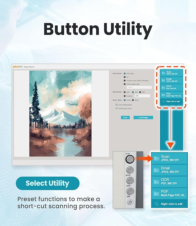 Plustek OpticSlim 1680 - High Speed Large Format Flatbed Scanner, scan Tabloid Size in 3 Seconds. Dual View Function Enable You to Quickly Check The Image Adjustment Effect