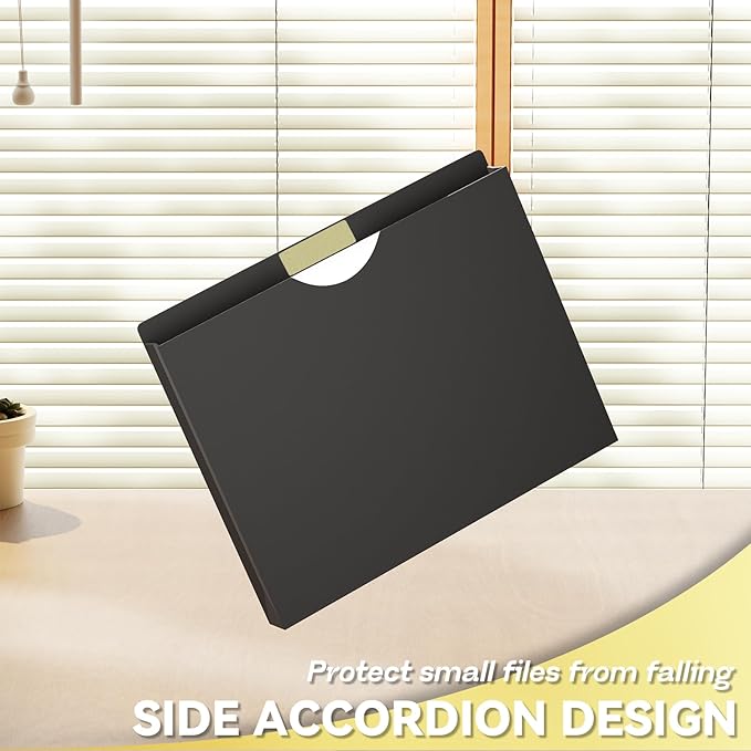 Plastic 1 Inch File Jackets Letter Size,12 Pack Reinforced Manilla Pocket Folders,Poly Expandable File Jacket for Documents,Heavy Duty Expansion Pocket Files with Straight Cut Tabs,Black