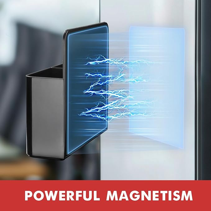 BEYGORM 2 Pack Plastic Magnetic Pen Holder for Refrigerator, Dry Erase Marker Holder for Whiteboard，Magnet School Locker Organizer Accessories, Pencil Cup, Pen Caddy, Classroom Organization(Black)