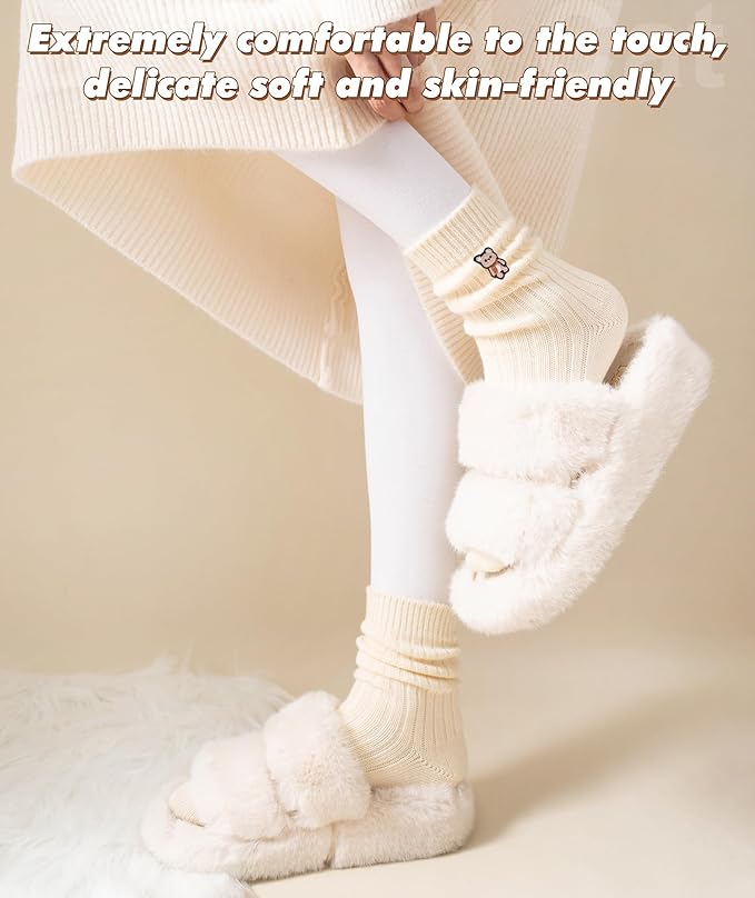 IIG Cute Warm Wool Socks for Women Super Cozy Thick Crew Winter Socks Gifts, 5 Pairs