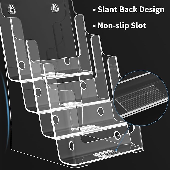 zavekia 4 Tier 6x9 inch Acrylic Brochure Holder, Clear Literature Organizer Magazine Stand, Magazine Holder,Flyer Holder (2)
