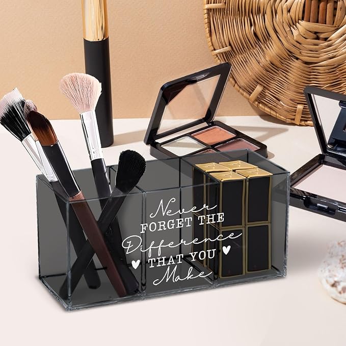 Never Forget the Difference You Make Acrylic Pen Pencil Holder Organizer for Office Desk Accessories, Thank You Appreciation Gifts for Teacher Mentor Boss Coworkers Pen Pencil Holder for Desk