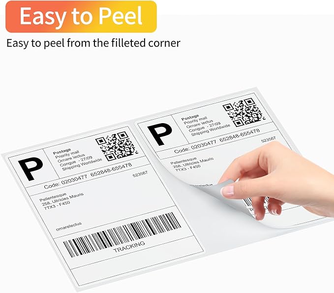 Coopaty Half Sheet Shipping Labels 8.5" x 5.5" Sticker Labels for Laser & Ink Jet Printers, 2 Per Page Self Adhesive Mailing Labels for Packages (100 Sheets, 200 Labels)