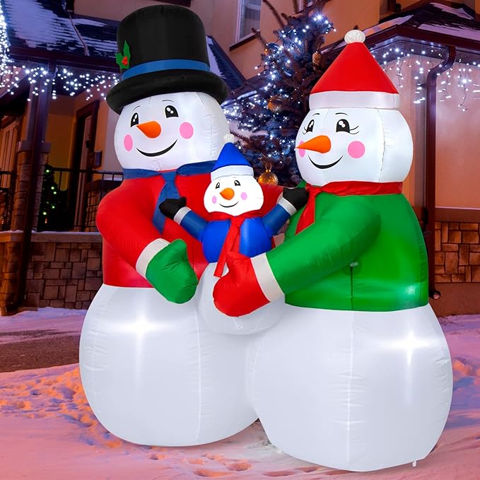 6FT Christmas Inflatable Snowman Family, Outdoor Christmas Decorations Blow Up Inflatables Decorations with Built-in LED for Outside, Lawn, Yard Gaint Holiday Decor