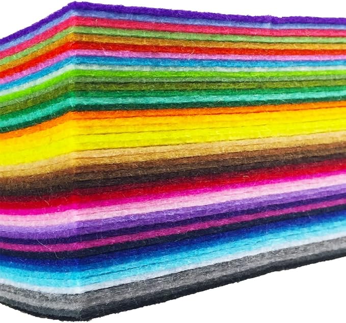 flic-flac 44PCS 8 x 12 inches (20 x 30cm) Assorted Color Felt Fabric Sheets Patchwork Sewing DIY Craft 1mm Thick … (20cm * 30cm, 44pcs)