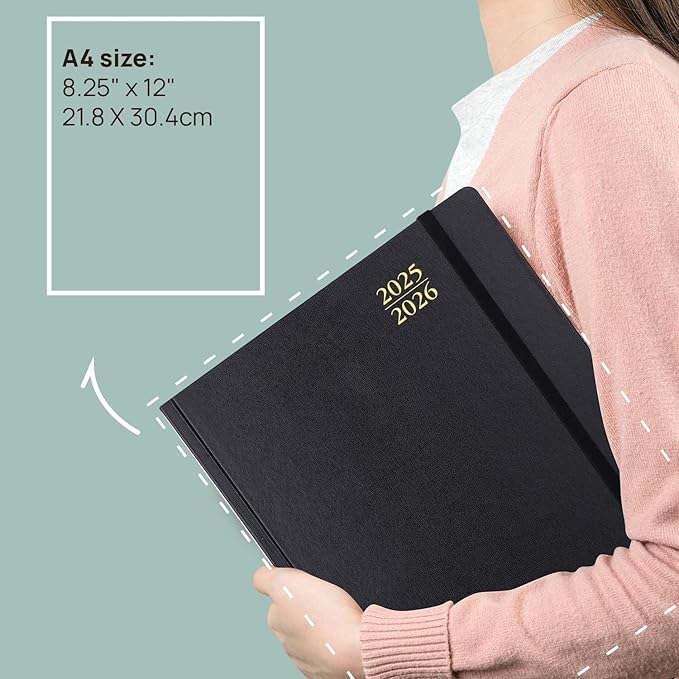 POPRUN 2025-2026 Daily Planner One Page Per Day (Large - 8.25'' x 12'') - Academic Calendar (July 2025 - June 2026), 2025 Day Appointment Book with Monthly Tabs, Hardcover - Orange