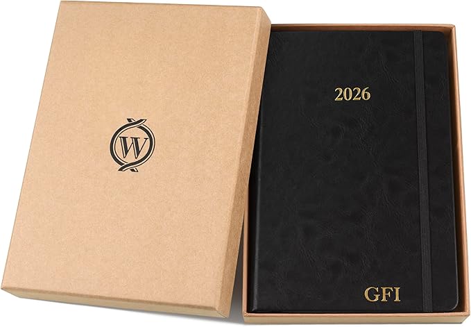Wykeham's Executive 2026 Daily Journal Planner – US Public Holidays & Format – Customization Available (Personalized Black, 8.5"×5.5")