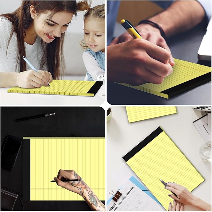 Thick Yellow Legal Pads 8.5 x 11 Wide Ruled Note Pads Yellow Notepad 50 Sheets per Pads, Perforated Paper Study Back Writing Pads 8-1/2" x 11-3/4" Lined Paper for Home, Office, School, Pack of 3
