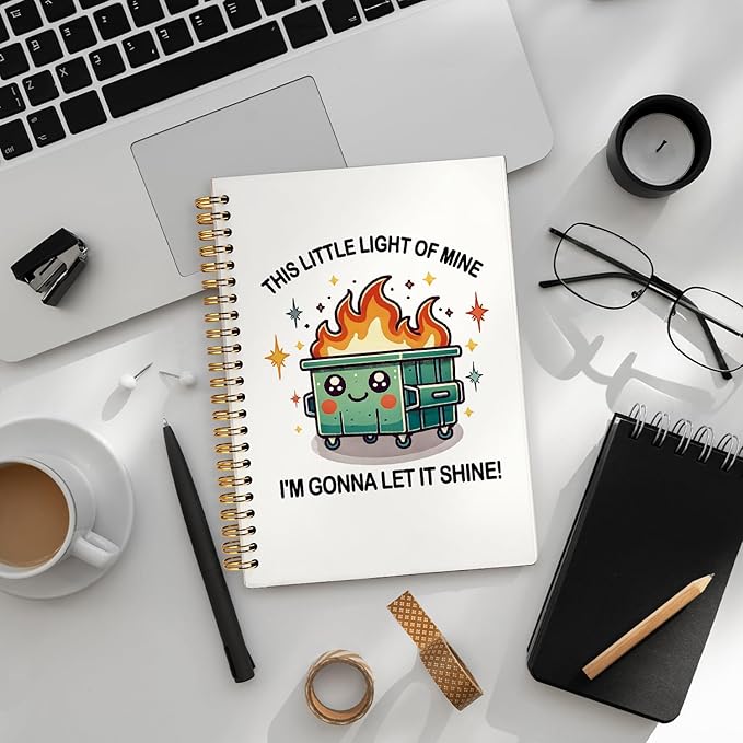 Funny Dumpster Fire Notebook Journal for Women & Men, Dumpster Fire Gifts, Funny Office Gifts for Coworkers & Friends, Spiral Notebook 5.5x8.3 Inch