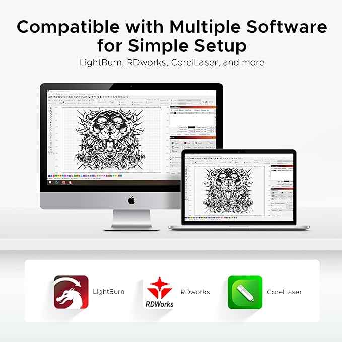 OMTech Polar+ 55W CO2 Laser Engraver Cutter with LightBurn, 20"x12" Work Area, 5MP Camera, Dual Rotary Axes, 500mm/s Speed, with Water Pump, Laser Cutting Machine for Wood Acrylic Glass More