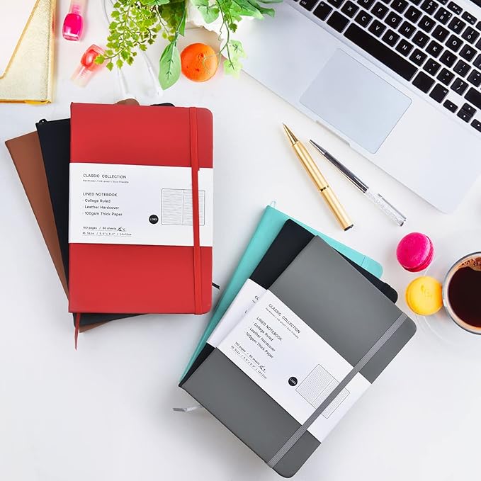 Coopay 24 Pack A5 Journal Notebooks Bulk, 160 Pages, 100GSM Thick Paper, 8.3 x 5.5 inch Hardcover Lined Leather Journals for Writing Office School Business,Bulk Notebook for Work Men Women(Gray)