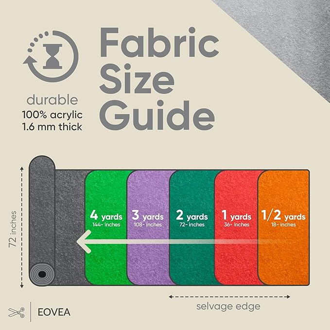 EOVEA | Acrylic Felt Fabric by The Yard - Non-Stiff, Soft Material - 72" Wide - 1.6mm Thick Felt Sheets for DIY Crafts, Sewing, Upholstery, Cushion, Padding(Platinum Grey, 2 Yard)