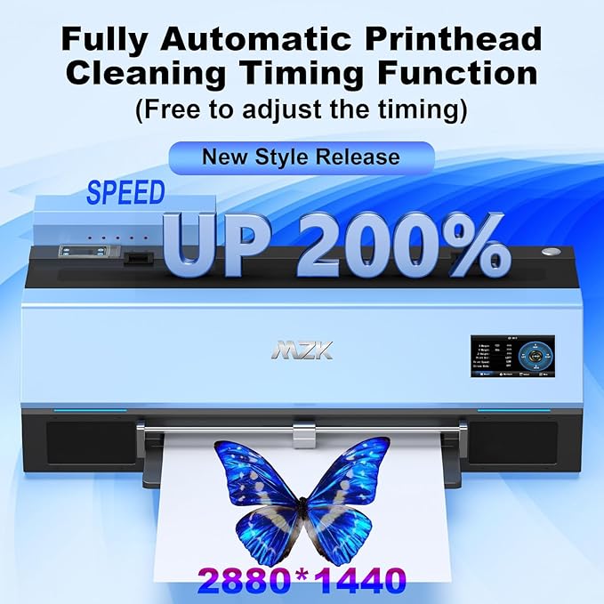 MZK A3 Plus DTF Printer XP600 Doubled-Speed,13+" DTF Film,Built-in Holiday Automatic Timed Cleaning Printhead,LED Multi-Function Fouch Screen,Film Cutter,White Ink Circulation,Gift Ink 2 Year