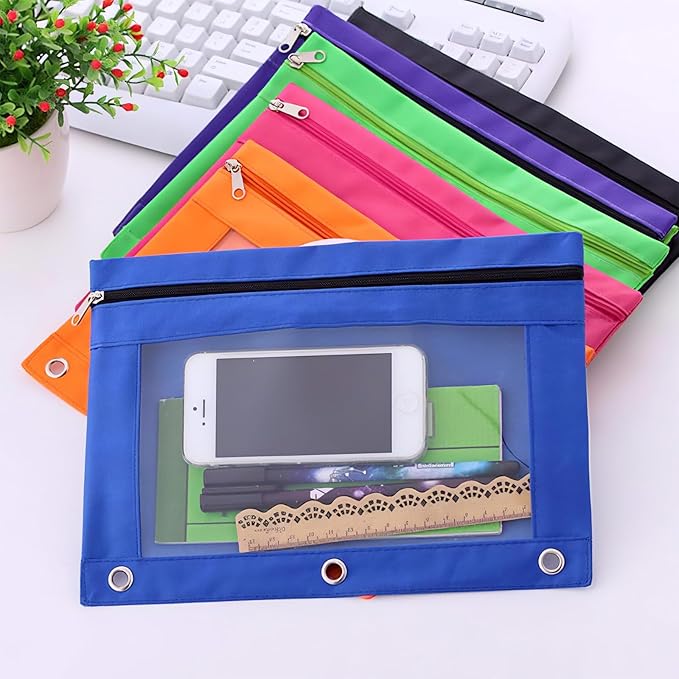 Pencil Pouch 3 Ring, School Supplies Back to School Essentials Kits for Girls Kids Boys Middle Kindergarten 2 Pack
