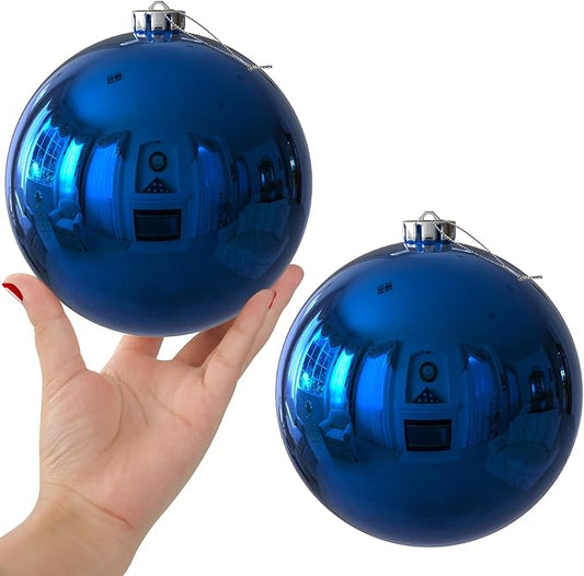 Royal Blue 6.0" Extra Large Christmas Balls - Christmas Tree Decoration Ornaments Shatterproof Hanging Shiny Balls for Birthday Holiday Wedding Decorations Set of 2pcs